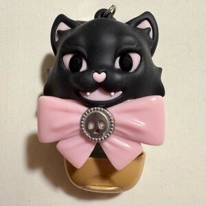 Light-Up Black Cat Hand Sanitizer Holder with Pink Bow & Skull Charm